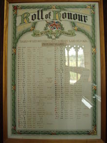 Click for a larger image of Roll of Honour, Croscombe Church, Somerset