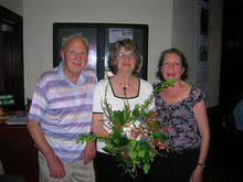 Click for a larger image of Margaret with club founders Wendy and Jim